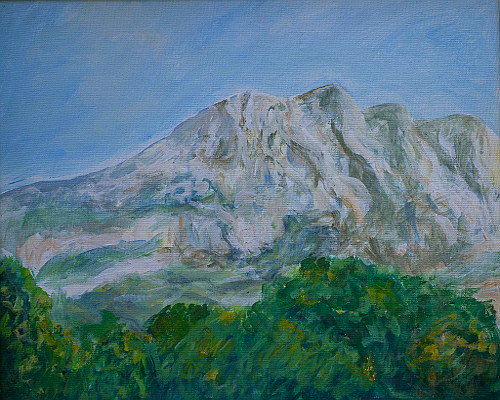 Mont Sainte Victoire schilderij op locatie geschilderd