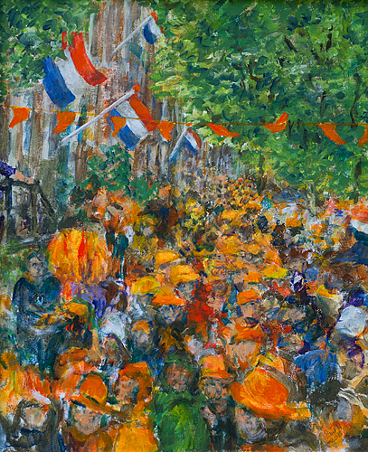 koningsdag-gracht-Amsterdam-schilderij