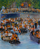 oranjefeest koningsdag in Amsterdam schilderij