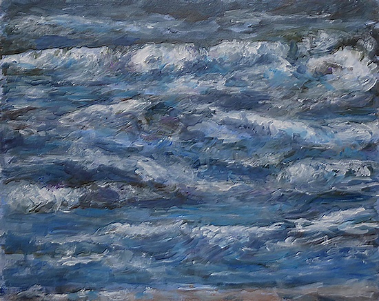 schilderij kolkende zee